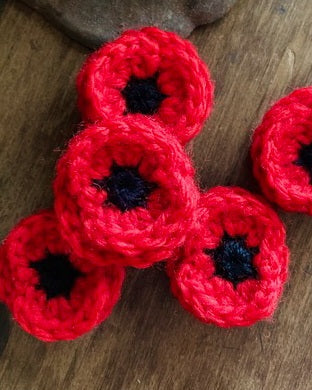 Crochet Anzac Poppy Brooch