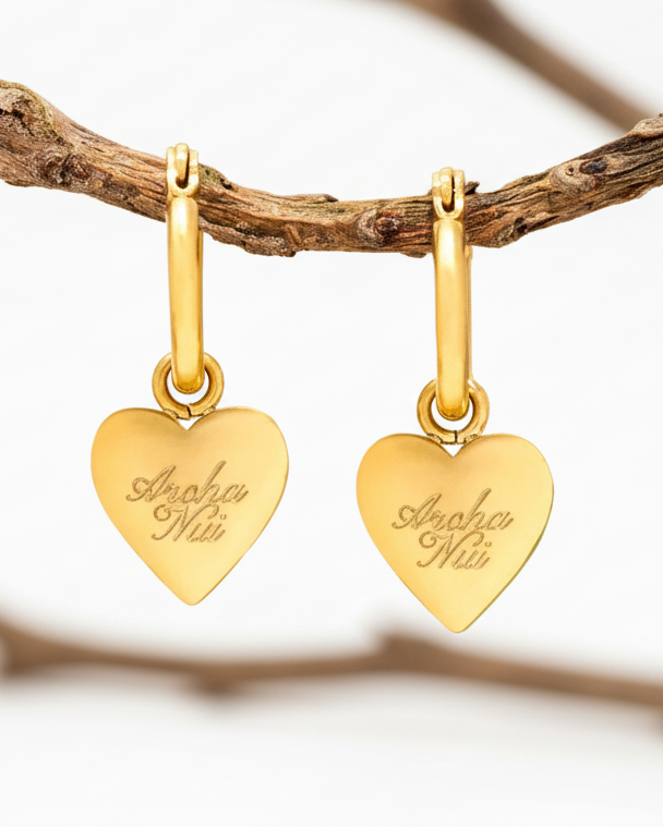 Aroha nui - Gold Hoops