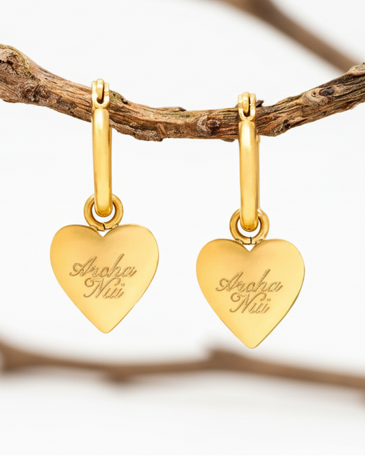 Aroha nui - Gold Hoops