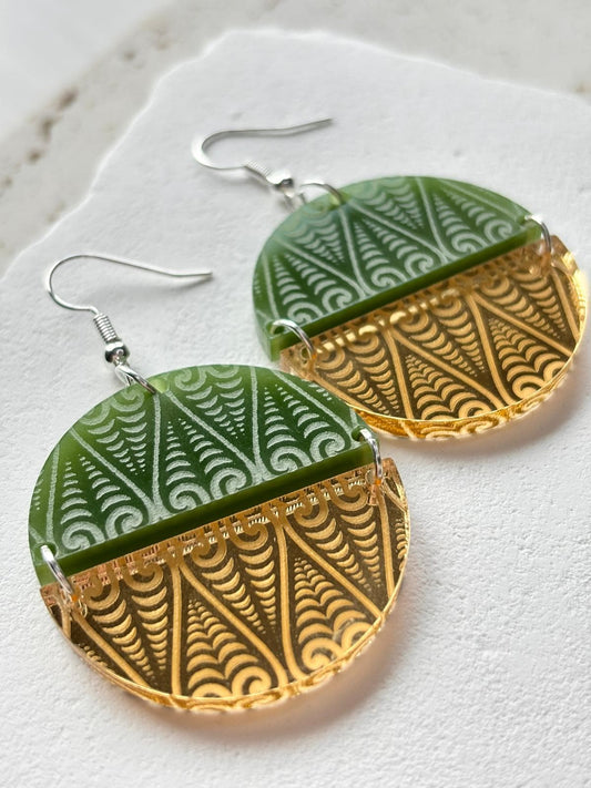 Signature Range Earrings Green & Gold