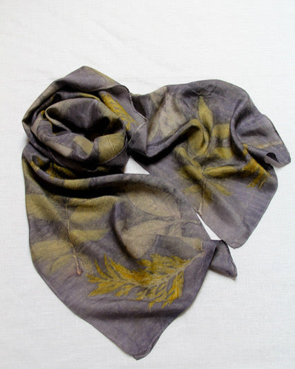 Silk Eco Scarf - Walnut & Peony
