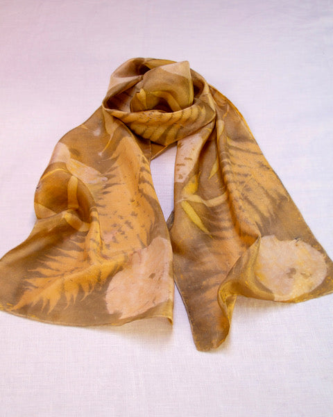 Silk Eco Scarf - Fern, Bamboo & Kawakawa