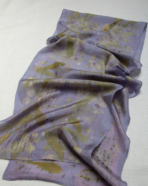 Silk Eco Scarf - Strobilanthus, Rose, Bracken & Delphinium