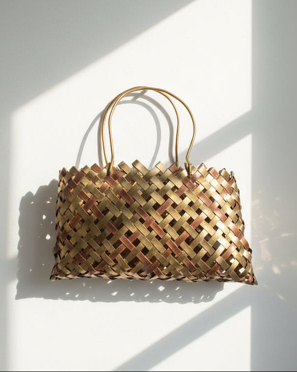 Woven Basket - Copper & Brass