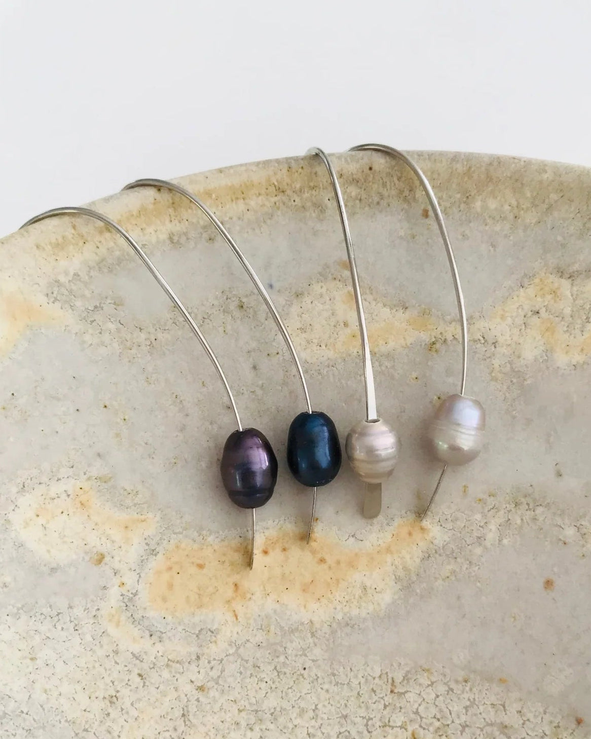 Lyall Floating Pearl Earrings in light & Dark