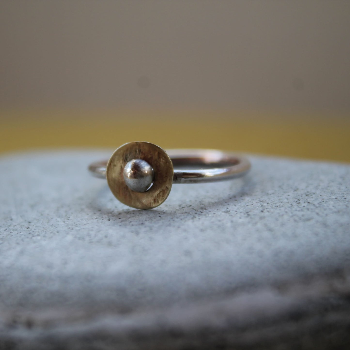 Sterling Silver and Brass Dot Ring