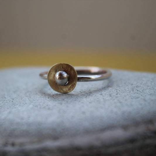 Sterling Silver and Brass Dot Ring