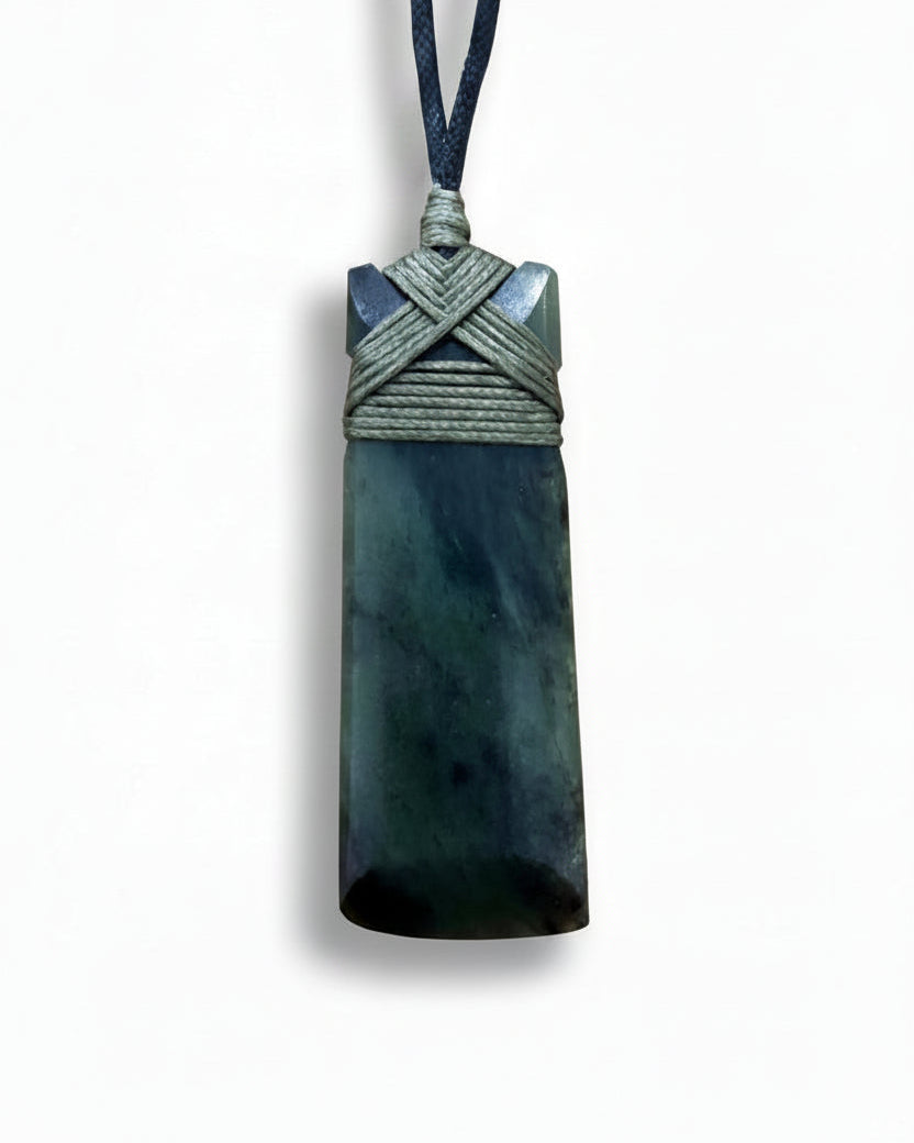 Medium Pounamu Toki with Green Cord