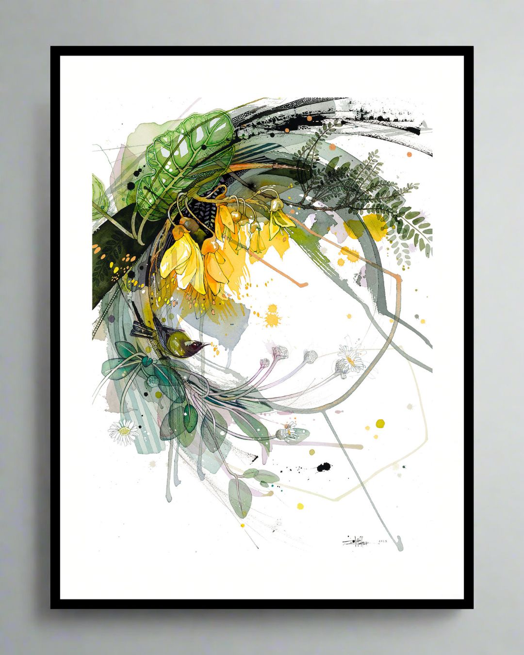 Kōwhai Korimako - Original Painting