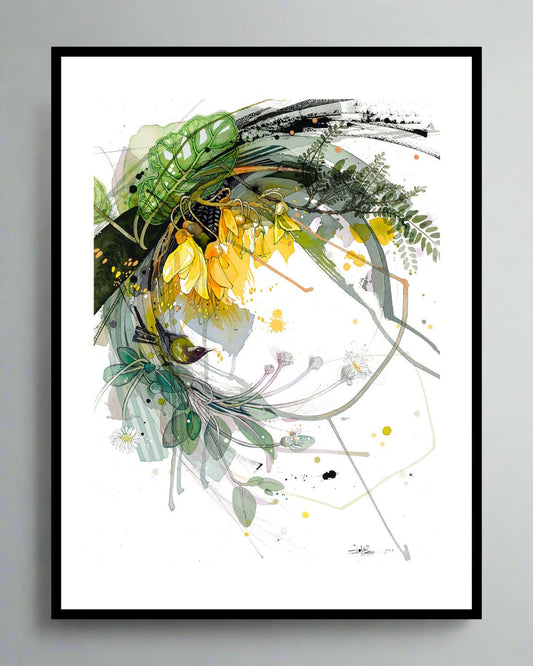 Kōwhai Korimako - Original Painting