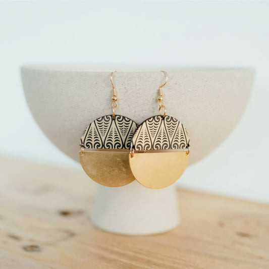 Signature range earrings metallic resin & brass