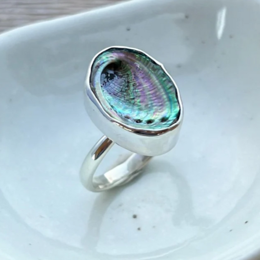 Paua Shell Stirling Silver Ring