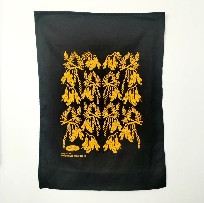 Kōwhai black Tea Towel