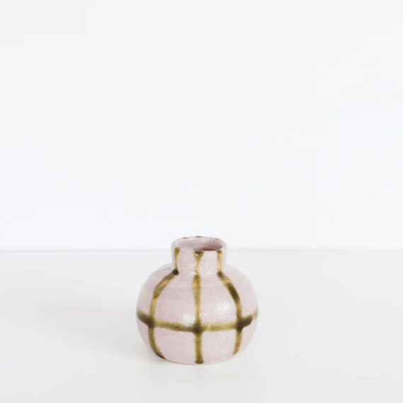 Orb Bud Vase, Lilac Grid