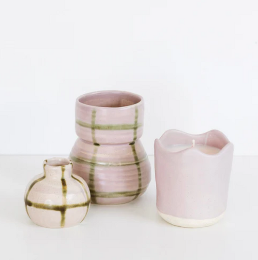 Orb Bud Vase in Lilac Grid