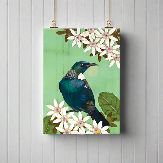 Kathryn Furniss Tea Towel - Tui in the Sky Flowers