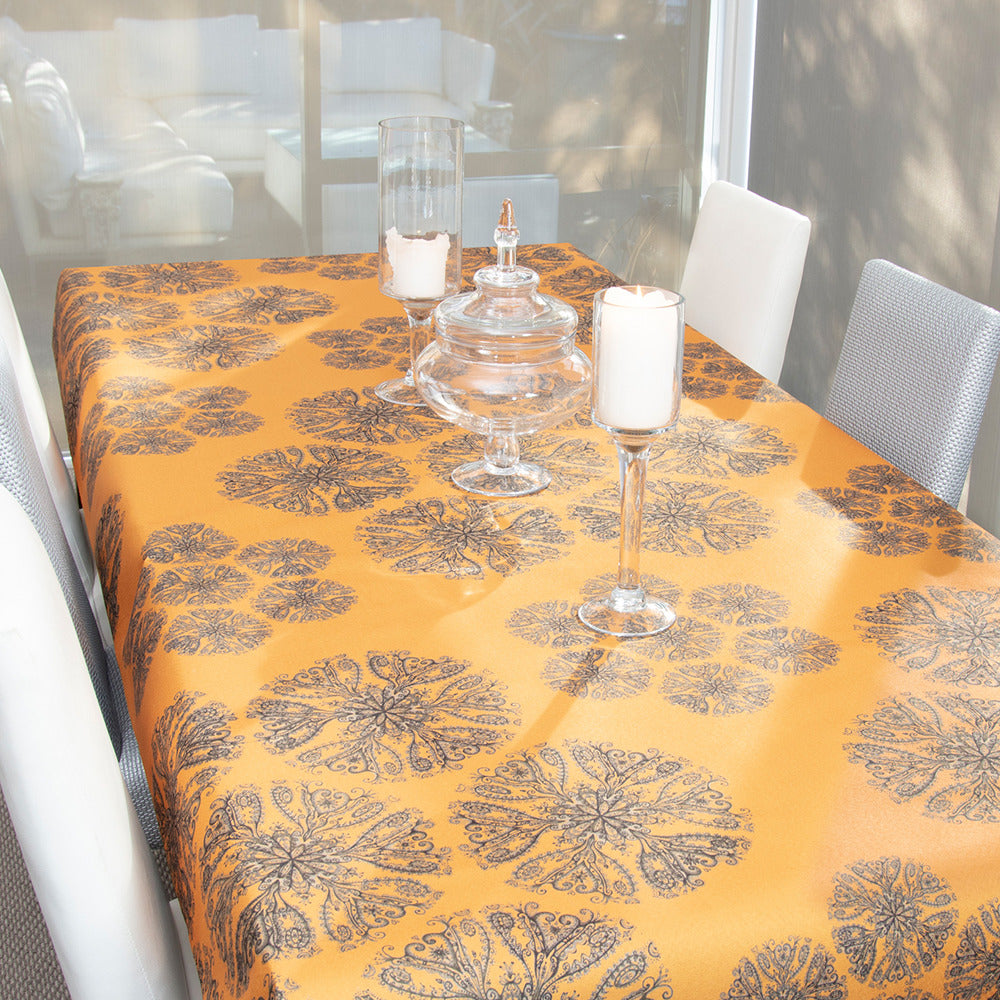 Flower of Life Gold Hemp Tablecloth