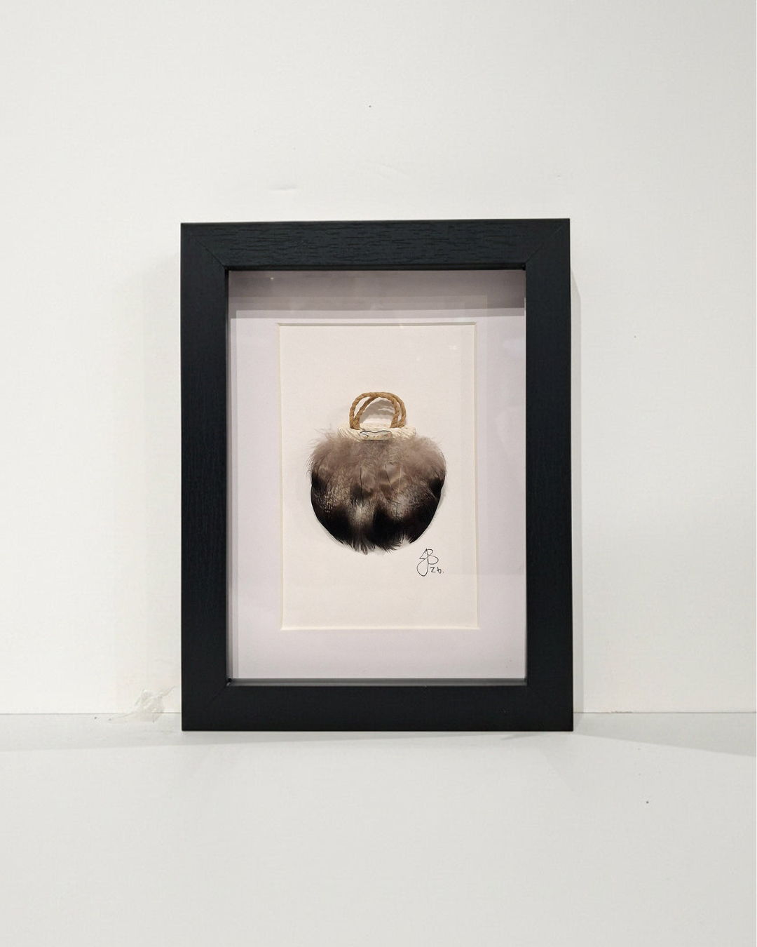 Small Kete Framed - Dark and Light Contrast Feathers