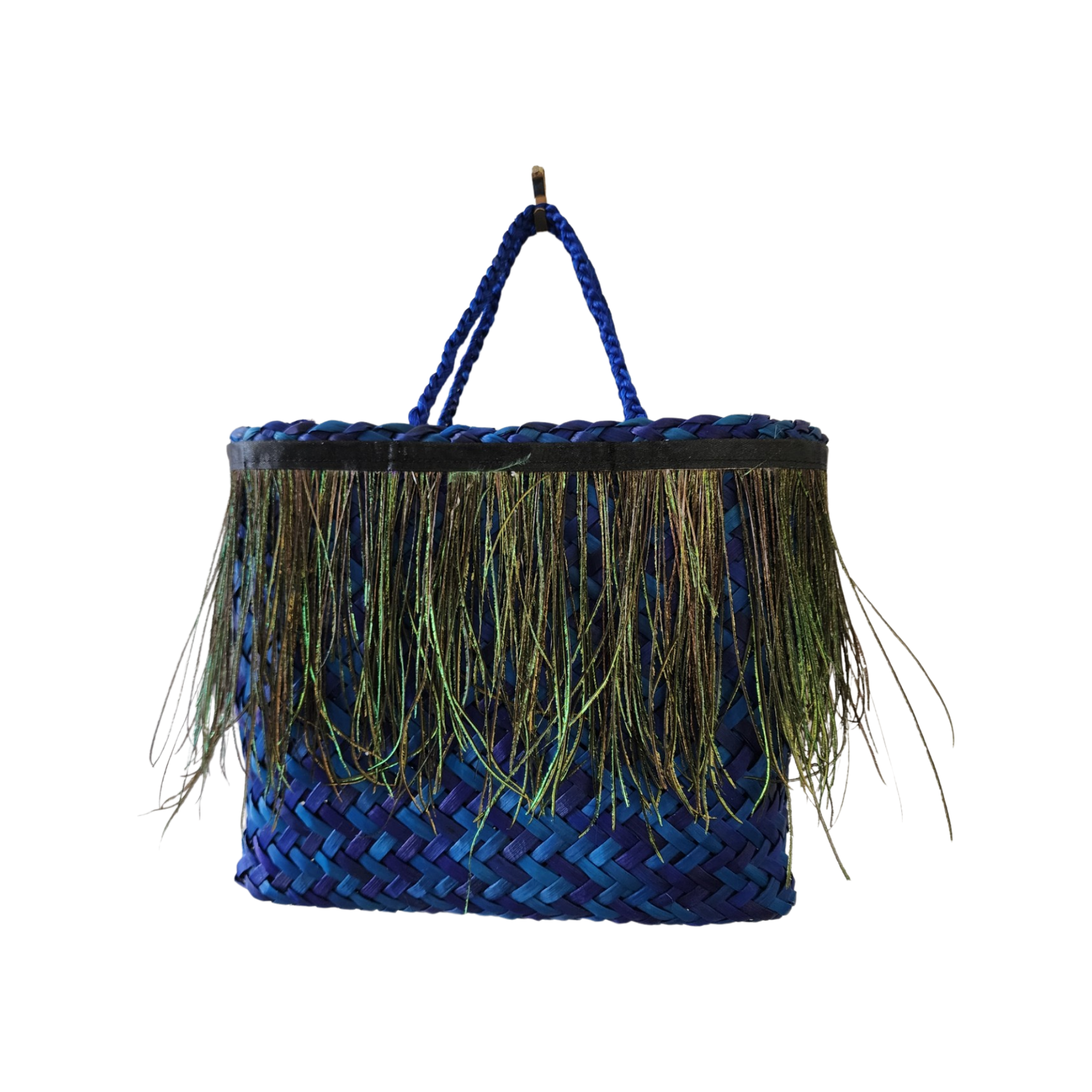 Kete blue with Peacock feathers Small