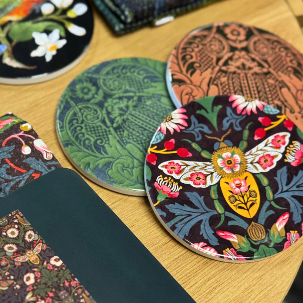 Tanya Wolfcamp Damask Bee Ceramics Coasters