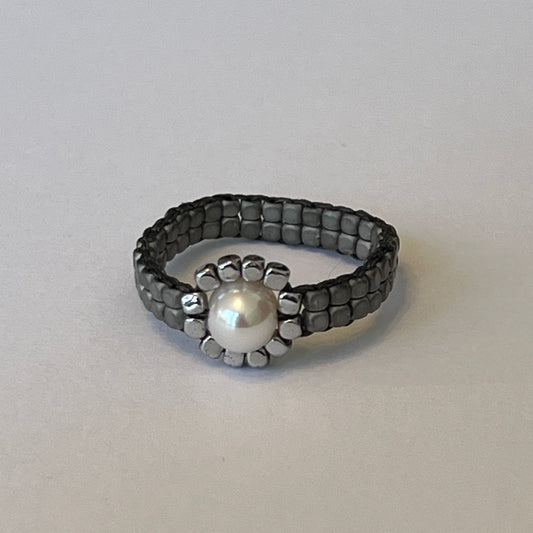 Hematite Daisy Ring