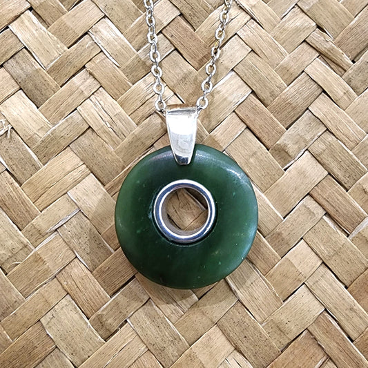 Greenstone and Sterling Silver Pendant