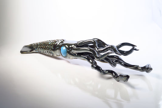 Silver Squid Sculpture