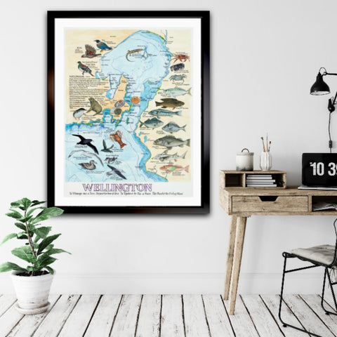 Framed Wellington Harbour Map
