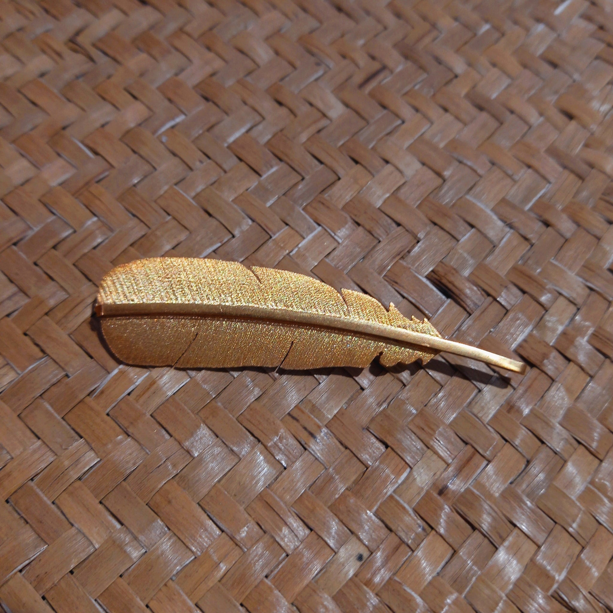 Huia  Gold Feather Brooch