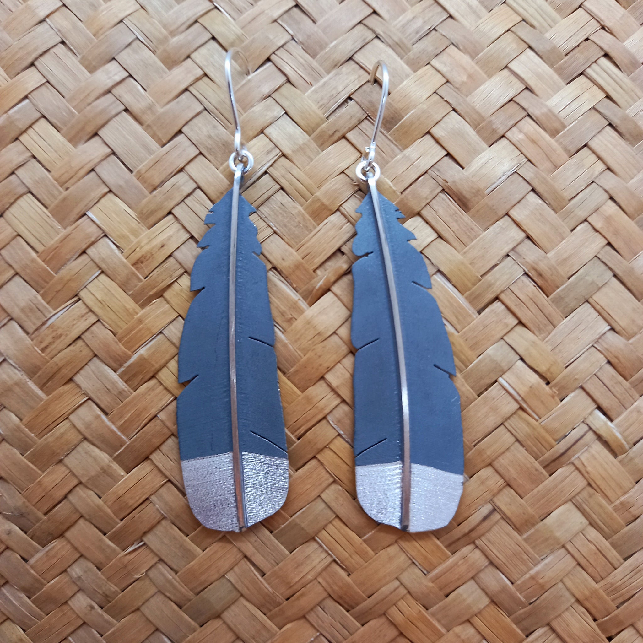 Huia Earrings Two Tone Silver