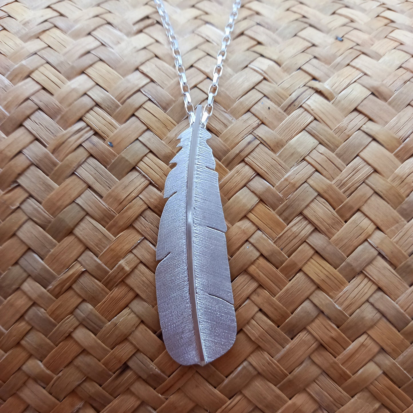 Huia Feather Pendant Silver