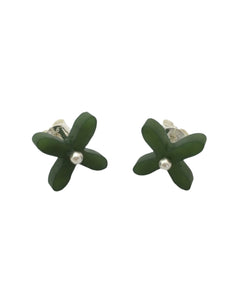 Tapa Stud Earrings - Greenstone