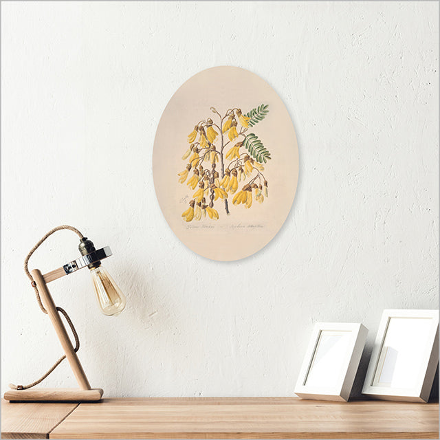 Oval plywood floral art