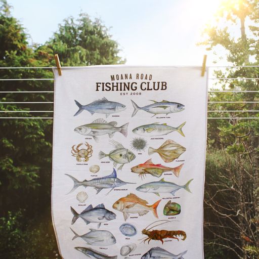 Moana Road Fishing Club Tea Towel