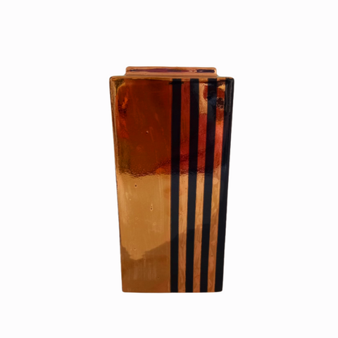 Black & Gold striped large rectangle vase