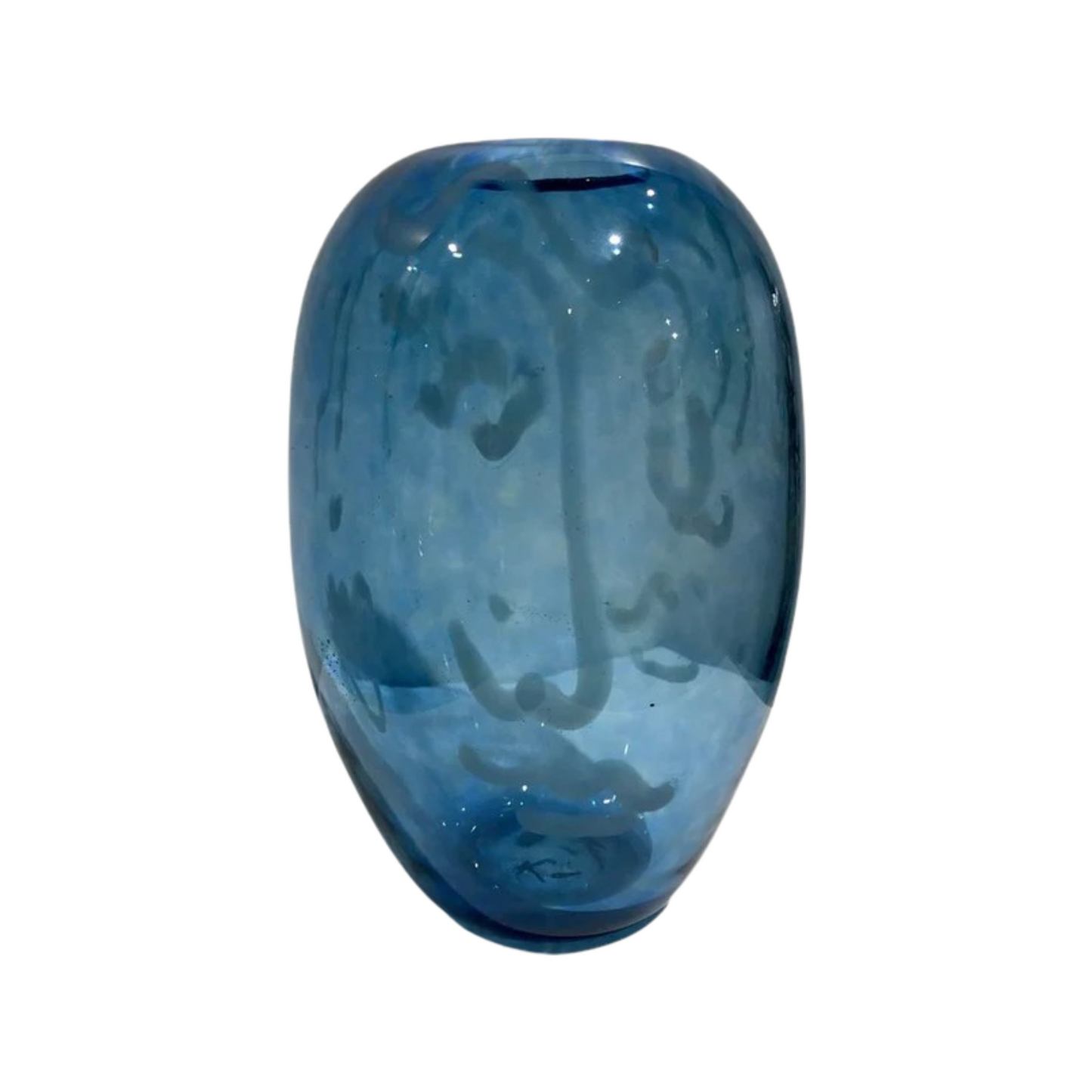 Faces blue vase