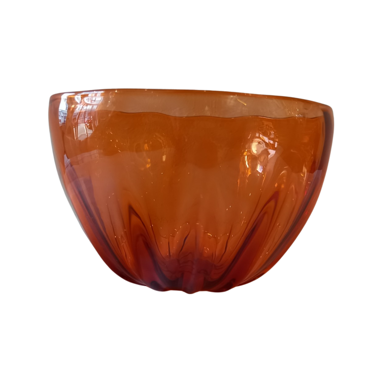 Amber fluted glass bowl