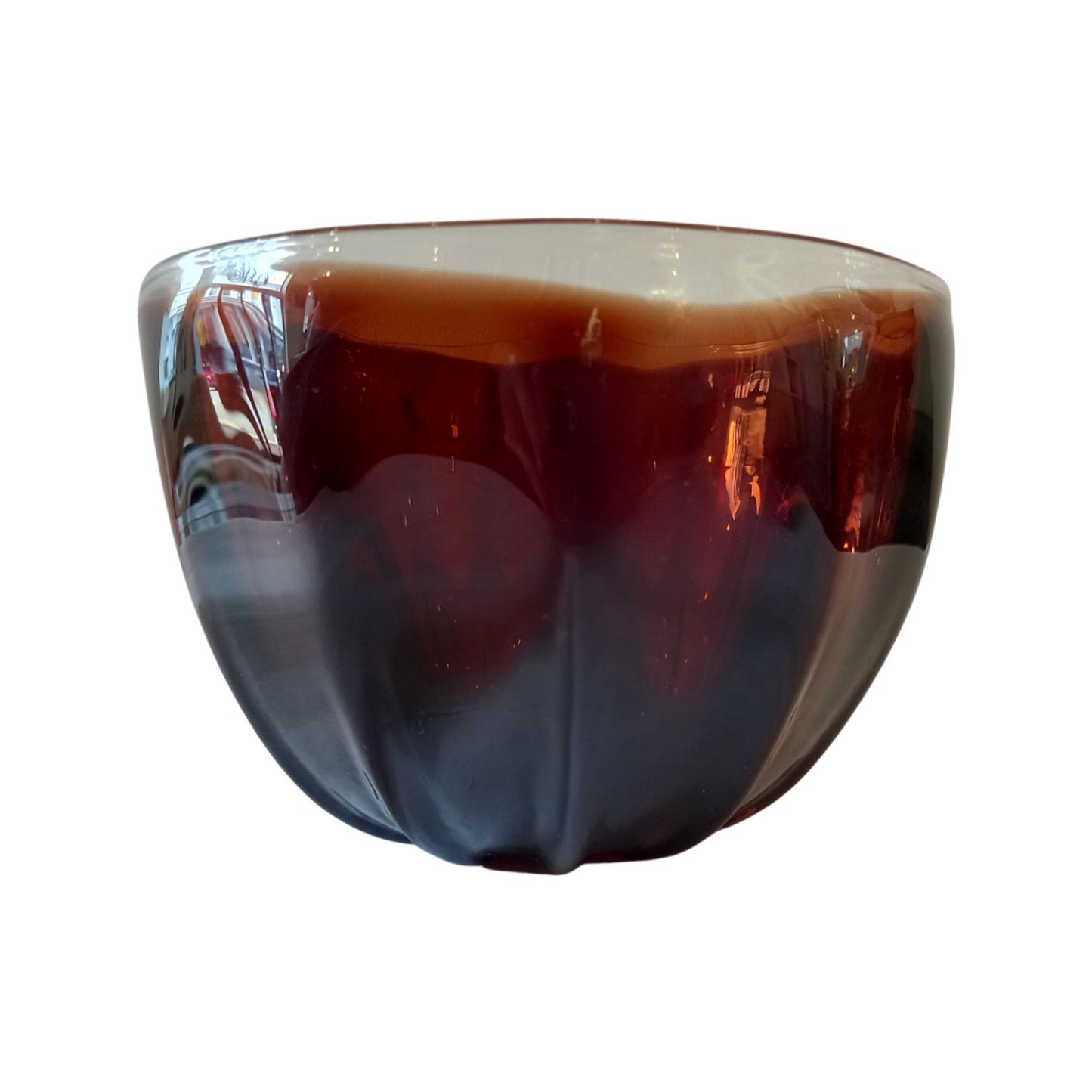Chocolate fluted glass bowl